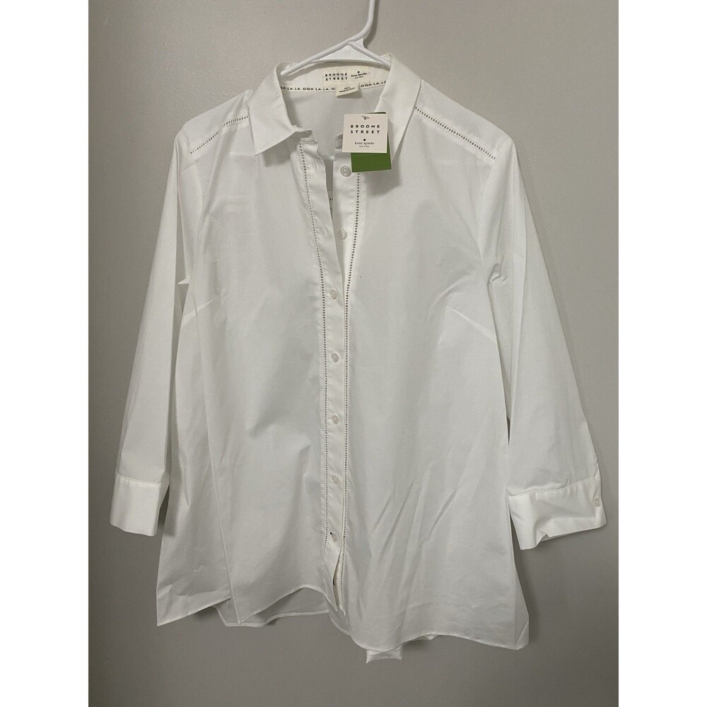 Kate Spade Broome Street White Button-Down Long Sleeve Blouse Shirt Size L